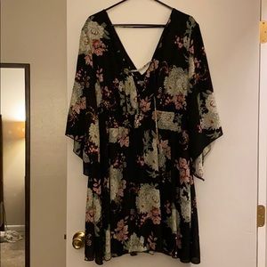 Flowing floral black dress